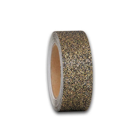Skridsikker Tape - Glittergrip-Sort m. Guld glimmer-Rulle 50mm x 18.3 meter.-R13 (Korn 46)