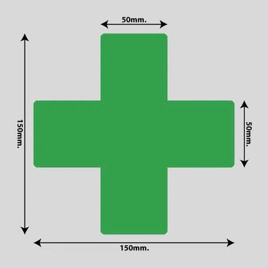 Gulvmarkerings Tape og Symboler.-Grøn-Kryds 150mm x 150mm (10 stk. pakke)