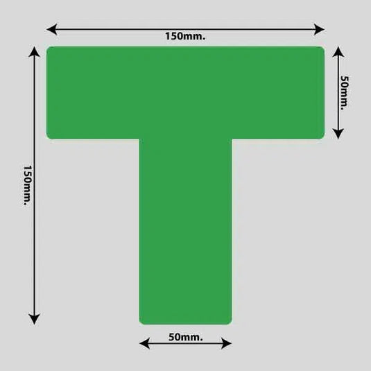 Gulvmarkerings Tape og Symboler.-Grøn-T-Markering 150mm x 150mm (10 stk. pakke)