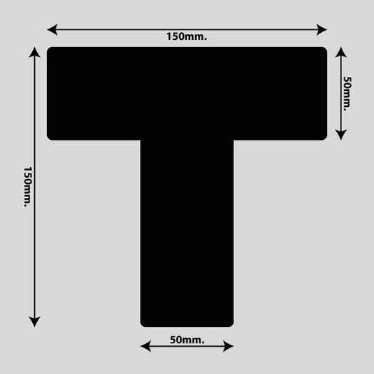 Gulvmarkerings Tape og Symboler.-Sort-T-Markering 150mm x 150mm (10 stk. pakke)